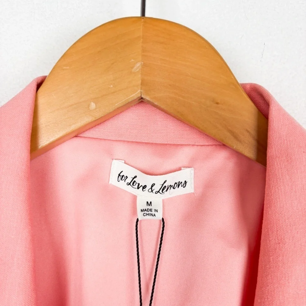 NWT For Love & Lemons Pink Linen Blend Cropped Blazer Sz M - Picture 3 of 10